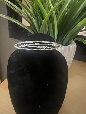 Givenchy Silver Crystal Multi-Row Bracelet